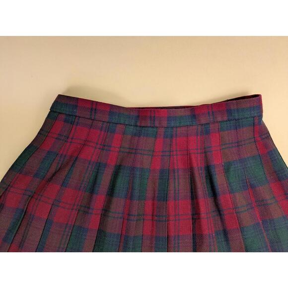 1990's british wool tartan red plaid kilt skirt - Picture 5 of 5